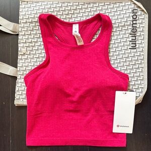 LULULEMON EBB TO STREET CROPPED RACERBACK TANK IN PINK DRAGONFRUIT SZ 6 NWT
